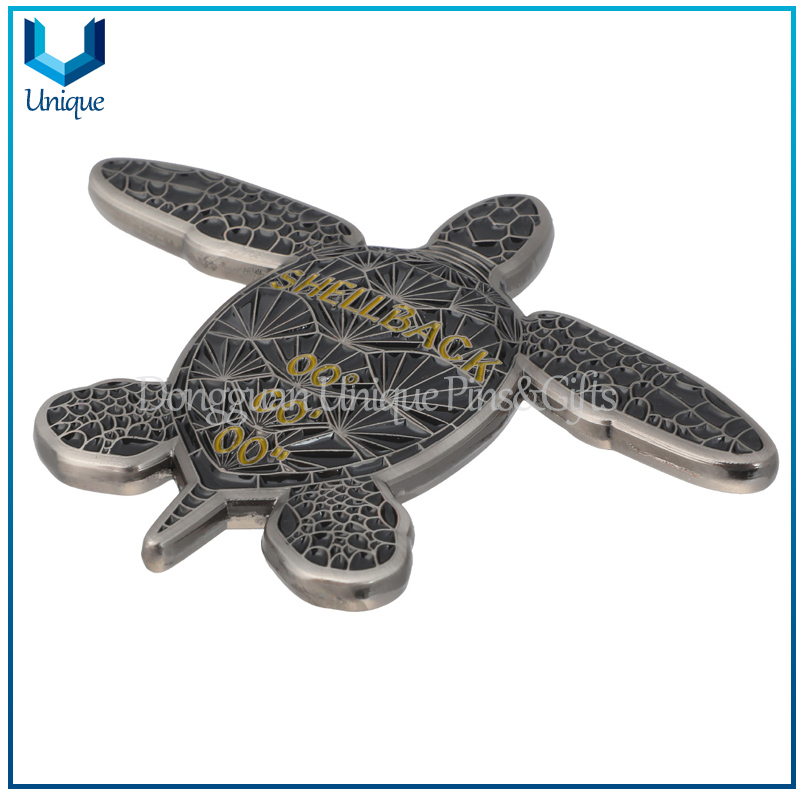 Custom 3D Shellback Turtle Coin, Black Nickel Fashion Style Commemorative Challenge Coin for Souvenir Gifts