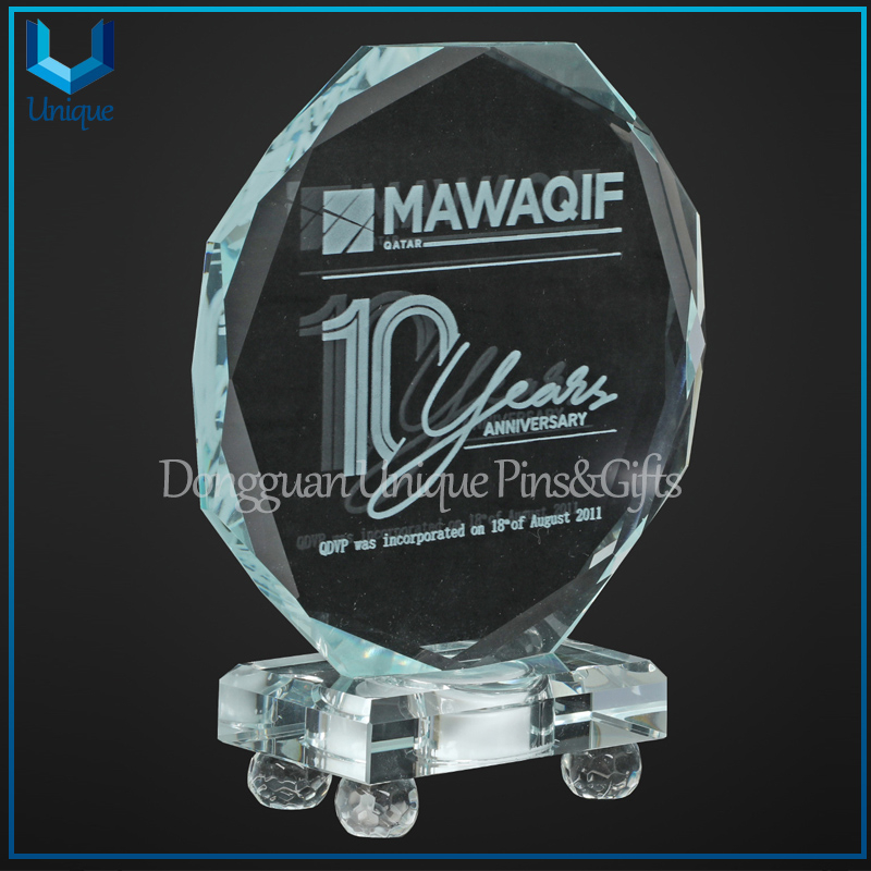 Sublimation Engraving Logo Crystal Wedding Souvenir Trophy,Customize Award Trophy with Wooden Base