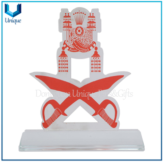 Cheap Acrylic Trophy for Award, Customize Printing Logo Military Souvenir Plaque, Brunei Military ACrylic Trophy Cup with Printing Logo