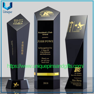 Factory Customized Blank Trophy K9 Black Crystal Trophy Award Deluxe Crystal Award Medal And Trophy