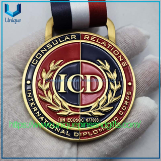 Custom ICD DIPLOMATIC CHAPLAIN COPS EX AMICITIA PAX Metal Medal with Printing Ribbon