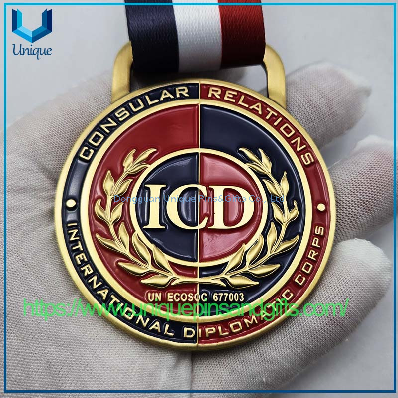 Custom ICD DIPLOMATIC CHAPLAIN COPS EX AMICITIA PAX Metal Medal with Printing Ribbon
