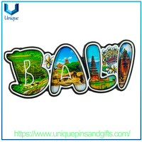 Balinese Indonesia Soft Magnetic Crystal Glue Wooden Refrigerator Stickers for Travel Souvenirs Collection Or Decorative Gifts
