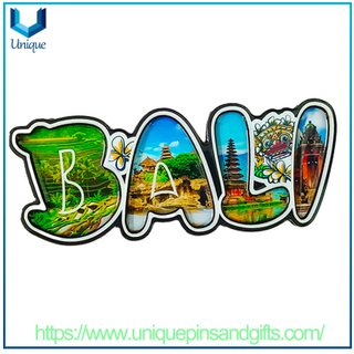 Balinese Indonesia Soft Magnetic Crystal Glue Wooden Refrigerator Stickers for Travel Souvenirs Collection Or Decorative Gifts