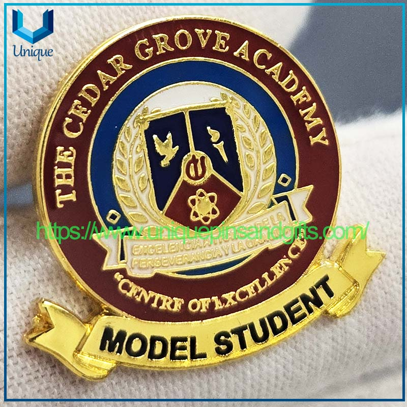 Custom Design Logo Soft Enamel School Metal Lapel Pin School Badge with Epoxy
