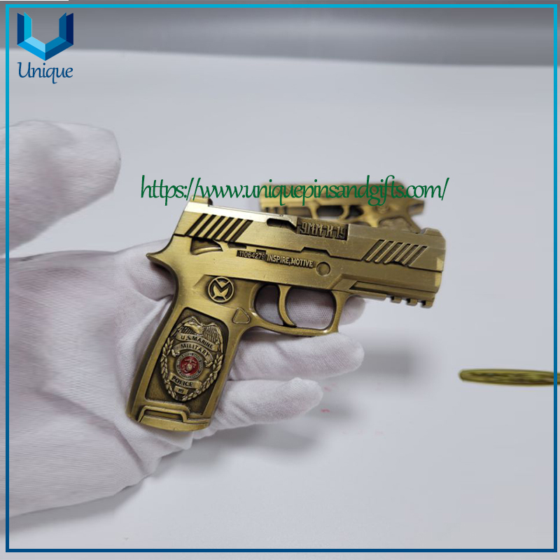 Customized Design Metal Coin Gun Mode Army Marine Souvenir Coin Police souvenirs