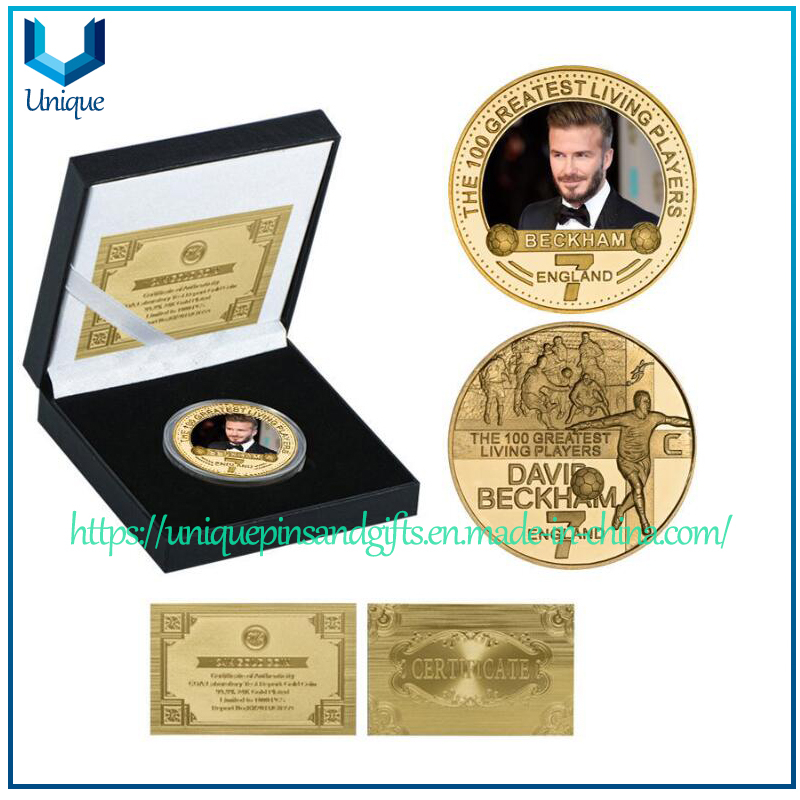 Wholesale UV Printing Gold/Sliver Mirror Medal Coin, Famous Sports Stars Medal Commemorative Coin