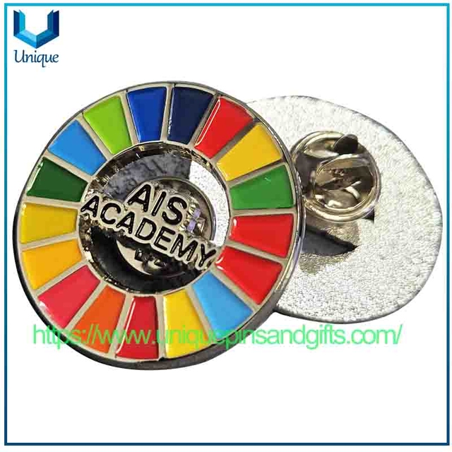 Custom Metal Badge Brooch,Charming Rainbow AIS ACADEMY Lapel Pin