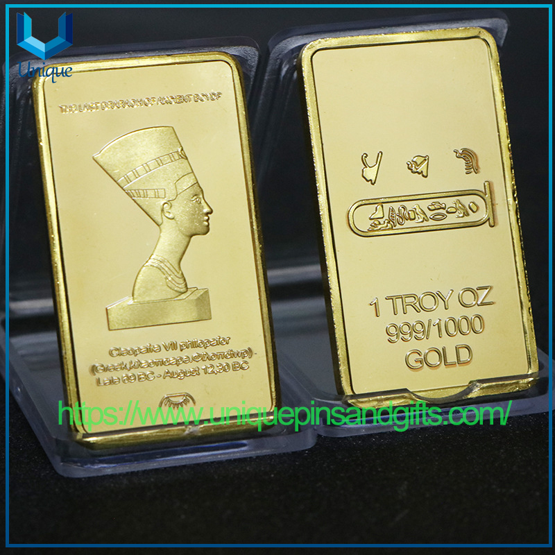 Customize Design Egyptian Pharaoh Commemorative Coin Square Gold/Sliver Plated Block Coin World Ancient Civilization Gold Coin Gold Bar Commemorative Medal Aien Foreign Currency Mirror Coin