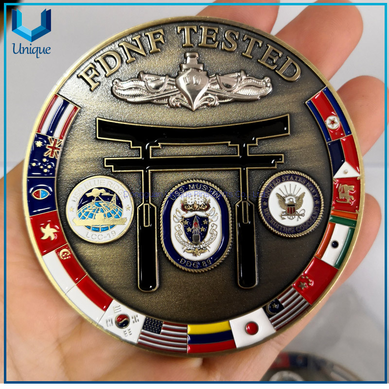 High Quality Antique Two Tone Plating Coin,Customize 3D challenge coin, Soft Enanmel incolor Souvenir coin,FDNF coin
