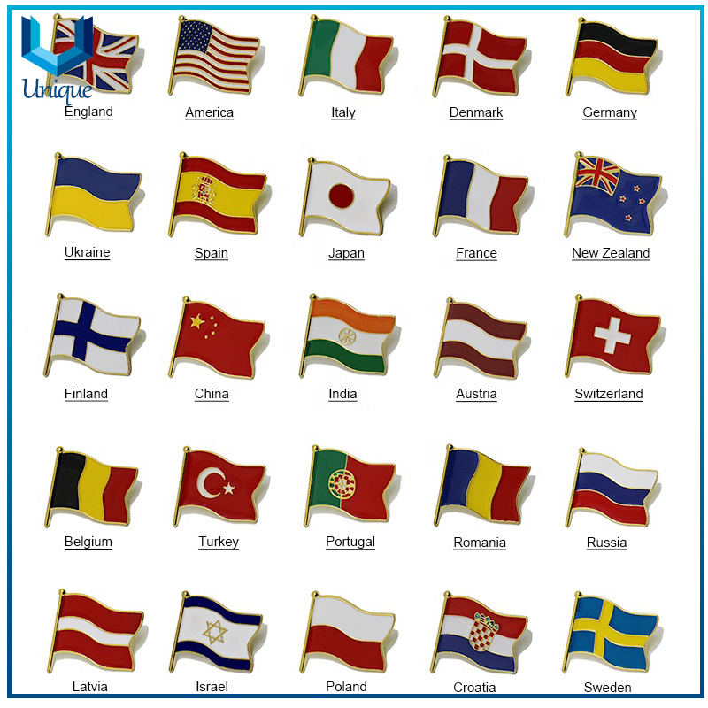 Die Struck Iron Lapel Pin, Gold Flag Pins, Enamel Dual Flag Lapel Pin, Double Flag Pins, Customize Lapel Pin Factory