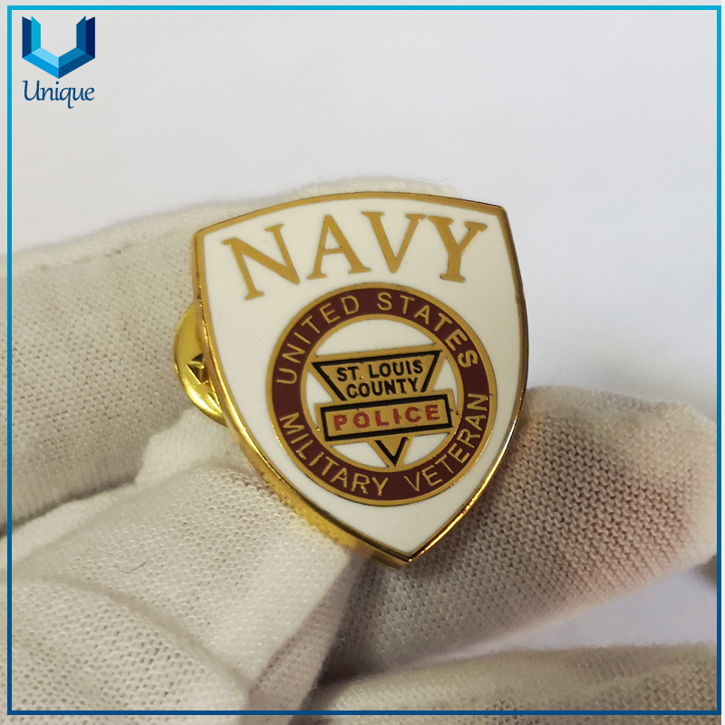 Navy Badge, Army Lapel Pin, Customize High Quality Soft Cloisonne Brooch, 24K Gold Plating Insignia Pin Badge, Army, Police Uniform Pin