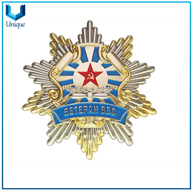 China Whole Metal Crafts Customize Factory, 3D Police Badge Customize, Gold Souvenir Badge in Die Cast, 24K Gold Plating Honor Badge