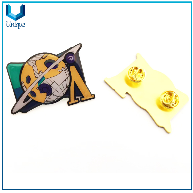 Miland Lion Club Lapel Pin， Die Struck Silver Offset Printed Lapel Pin, Customize Metal Pin, Free Design Pin badge
