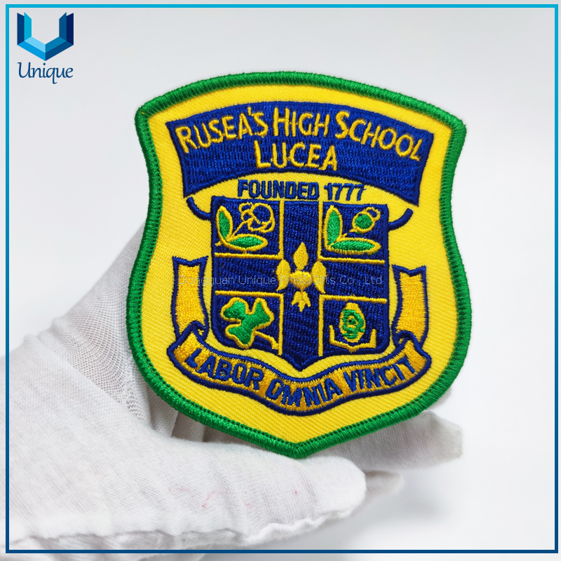 Cheap Fashion Design Iron on High Quality Wholesale Badge Custom High Frequence badge， high quality low price PVC hot melt Patch for garment，Custom Embroidered seal