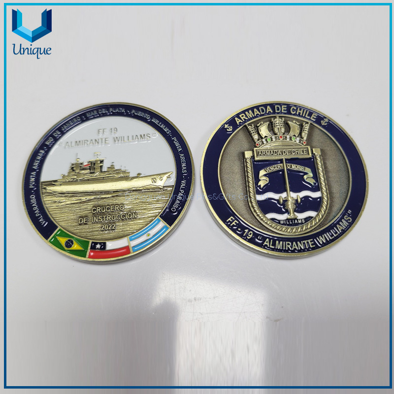 Die cast zinc alloy commemorative coin, ship