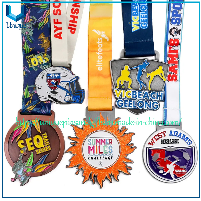 Factory Custom Metal 3D Enamel Military Award Medallion Gold Karate Soccer Football Run Finisher Marathon Running Race Marathon Sport Custom Medal with Ribbon