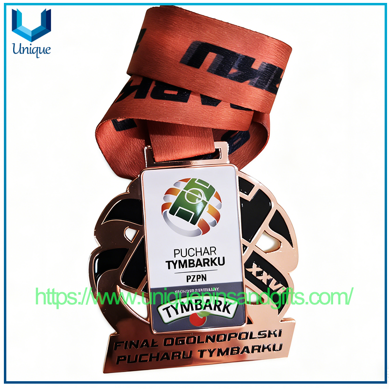 Custom Poland PZPN Gold Silver Bronze Medal Sports Event Metal Medals with Ribbon