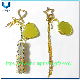 New Style Golden Stainless Steel Lipstick Net Bag Pendant Fashionable Lipstick Bag Pendant Ladylike Charming Keychain Pendant