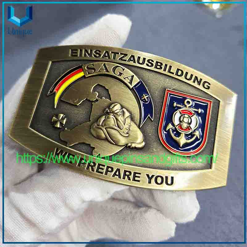 Customize 3D Curved Antique Germany Military Metal Buckle