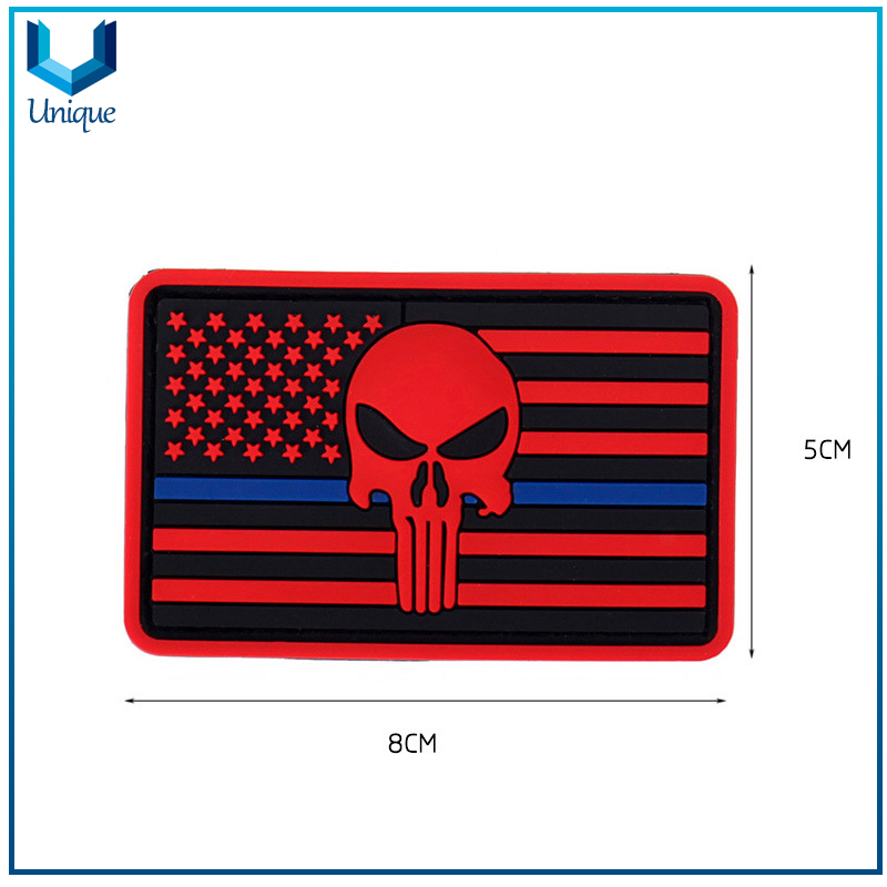 Rubber Patch for Uniform, Customize Flag Rubber Badge for Police Garment, PVC Rubber Label with Vercro Backing