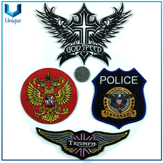 High Quality Wholesale Iron on Embroidery Patches, Iron on Police Embroidery Badge, Customize Design Embroidery Garment Label 