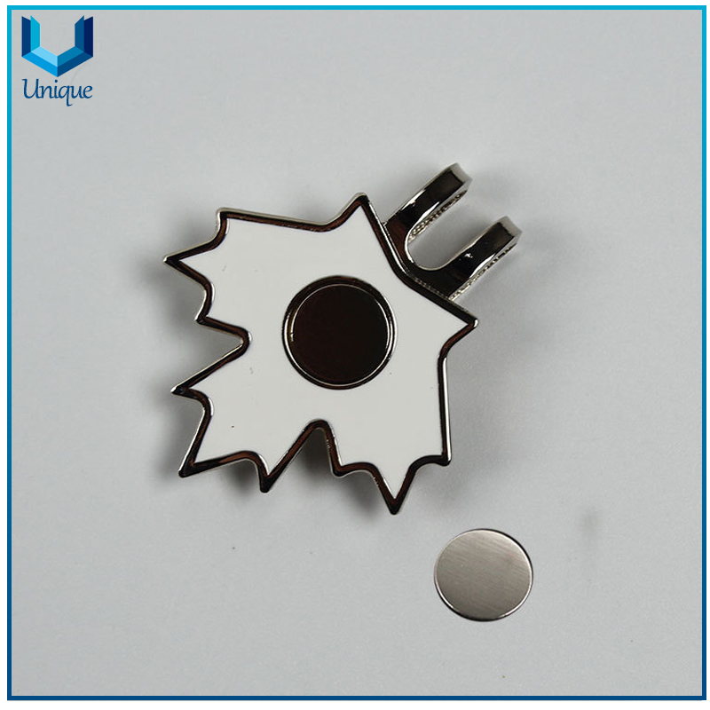 Custom Canada Maple leaf Magnetic Metal Golf Hat clips,Custom Metal Crafts Factory, Wholesale Die Struck Iron Golf Hatclip with Magnet Accessories for Gifts