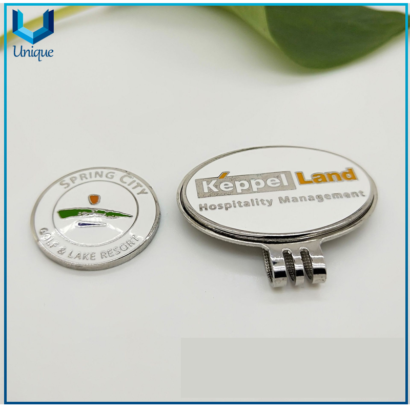 High Quality Golf Accessories, Hard Enamel Golf Ballmarker with Logo+Ball Marker in Set, Customize Soft Cloisonne Golf Metal Cap Clip+ Ballmarkers