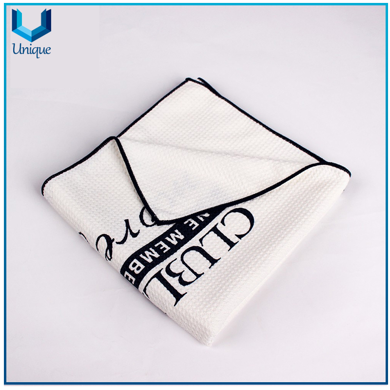 Printing Logo White Golf Towel, Customize Logo Sport Waffle Microfiber Sport Towel 