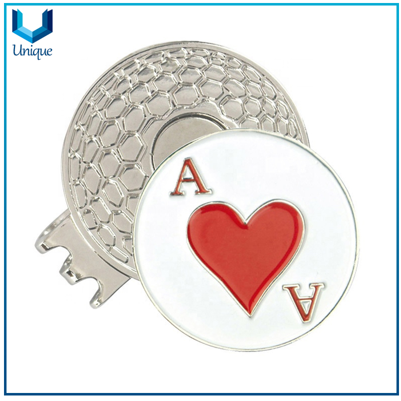 Fashion Crystal Decorated Golf Ballmarker with hatclip in Set, Customize Logo Golf Club Metal Golf Ballmarker with Hatclip for Promotion