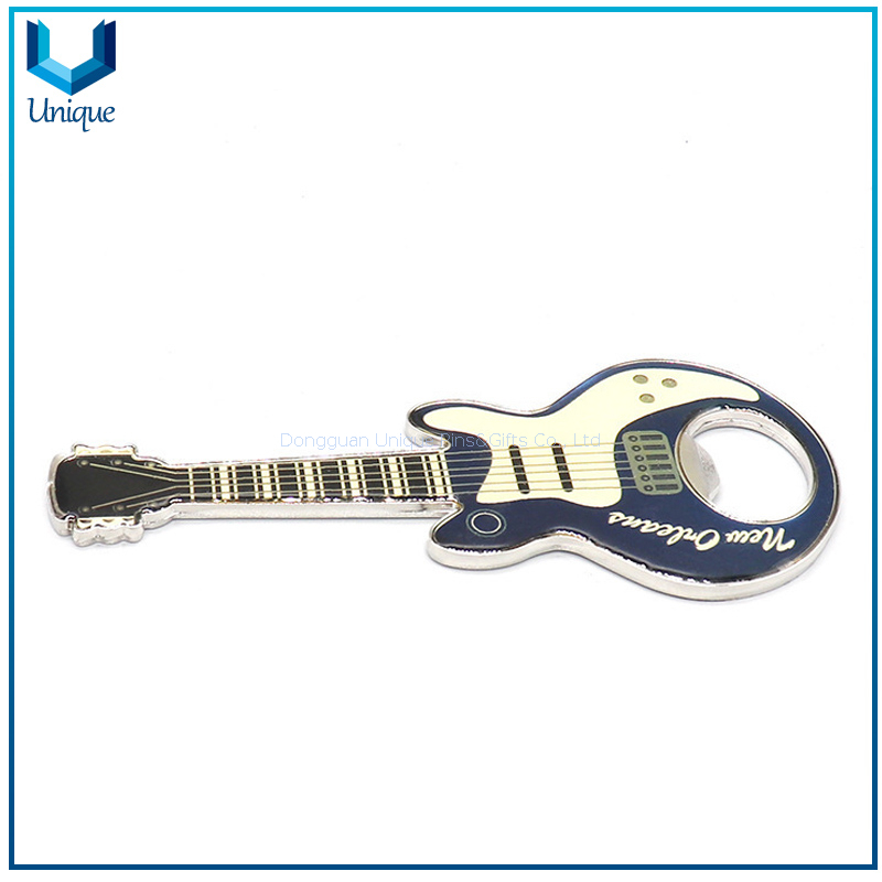 Custom Metal Souvenir Gift Bottle Opener with Printing Epoxy,Music Fashion Guitar Style Beer Bottler Opener for Promotional Gifts