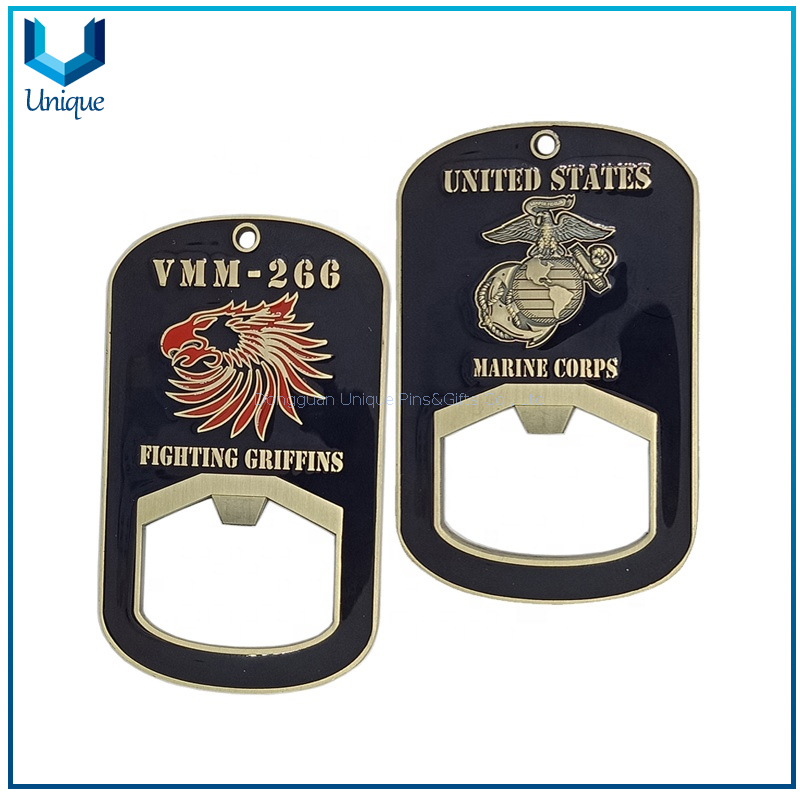 Customize Metal Bottle Opener with United States Marine Corps Design Logo, Unique Fashion Souvenir Keychain Bottle Opener for Promotional Gifts