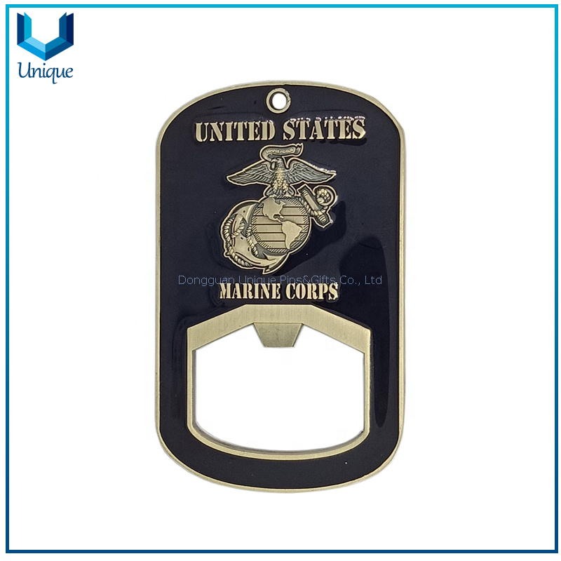 Customize Metal Bottle Opener with United States Marine Corps Design Logo, Unique Fashion Souvenir Keychain Bottle Opener for Promotional Gifts