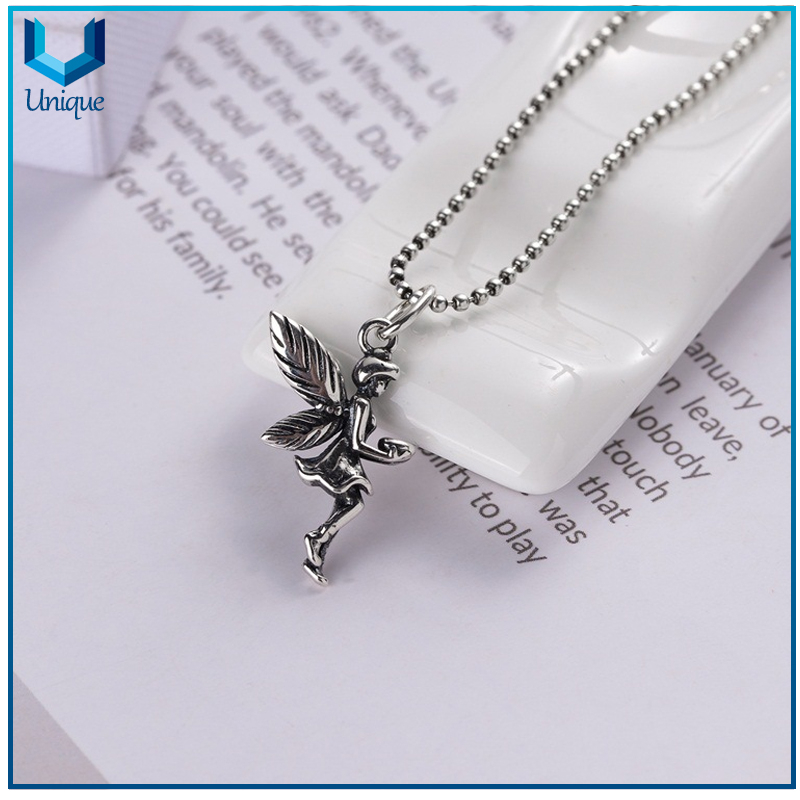Wholesale Jewelry 925 Sterling Silver Flying Angel Charm Necklace Pendant for Souvenir Gifts