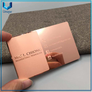 Factory Wholesale Customize Metal Business Card, Copper Plating Mirror finishing Luxury Membership Card, High Quality Metal ID Card