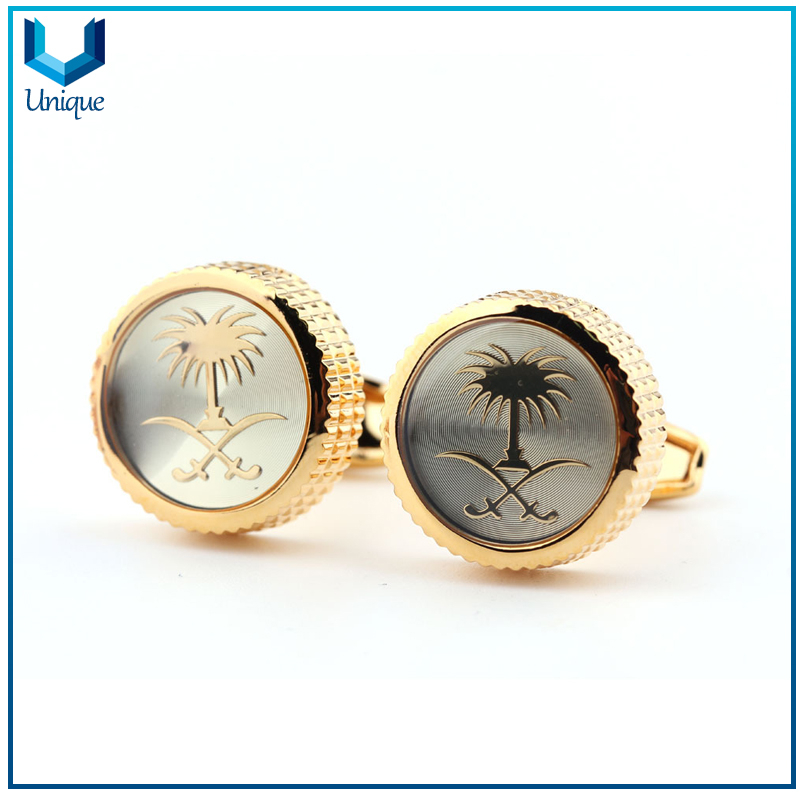 Customize Gpld Cufflink, Singapore 3D Cufflink in 25mm diameter, Military Shirt Cufflink for Garment Accessories
