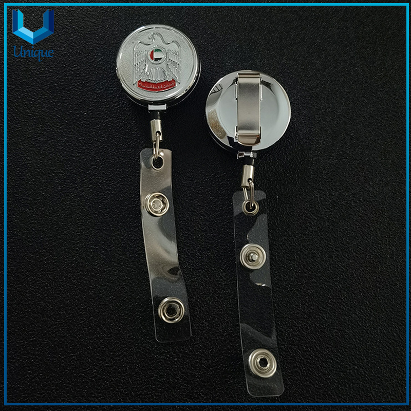 Customize Plastic Badge Reel with Keychain, Custom Printing Logo with Epoxy Badge Reel with Belt and keyring for Corporate Office stationery