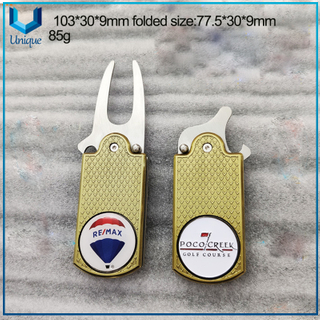 Fashion Golf Accessories, Golf Metal Divot Tool with Customized Golf Ballmarker in Set for Promotional Gift,Golf Divot Tool with Bottle Opener Funtion