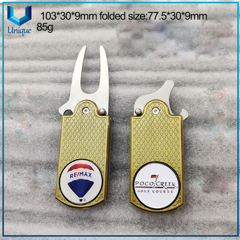 Fashion Golf Accessories, Golf Metal Divot Tool with Customized Golf Ballmarker in Set for Promotional Gift,Golf Divot Tool with Bottle Opener Funtion