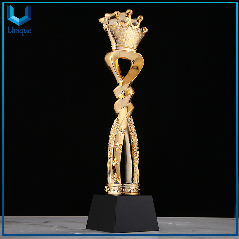 Customize Metal Trophy in Crown Style, Engraving logo at base, Gold Award Trophy Cup for Promotional Gifts