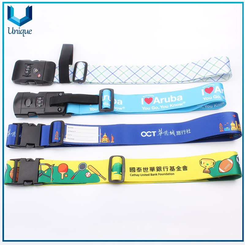 Travel Accessories Lock Buckle for Luggage, Personalized Polyester Luggage Strap Suitcase Belt in Customize Design