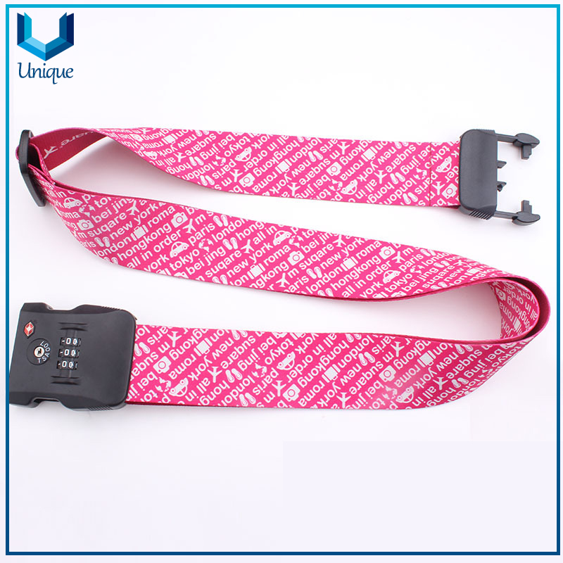 Travel Accessories Lock Buckle for Luggage, Personalized Polyester Luggage Strap Suitcase Belt in Customize Design