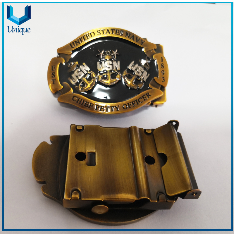 Wholesale USN Chief Officeer Metal Crafts Buckle,Custom Design Logo Souvenir Gift Enamel 3D Military Metal Belt Buckle for Fashion Accessories