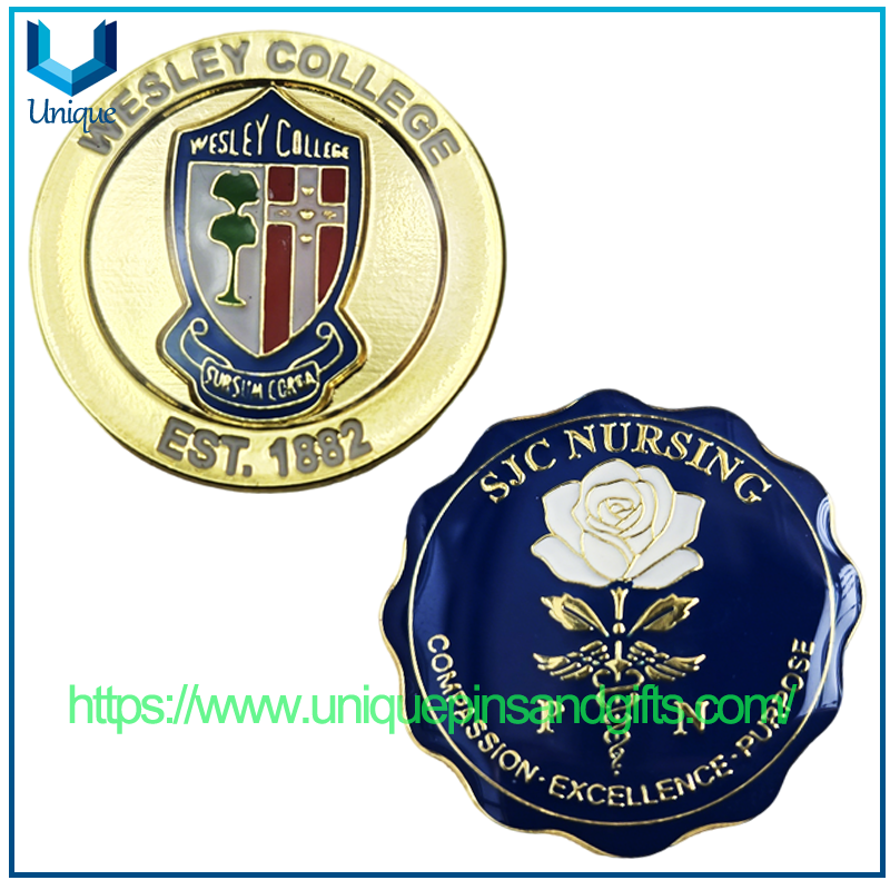 Custom 3D Metal School Brooch Lapel Pin Badge College Honor Badge SJC Nursing Badge