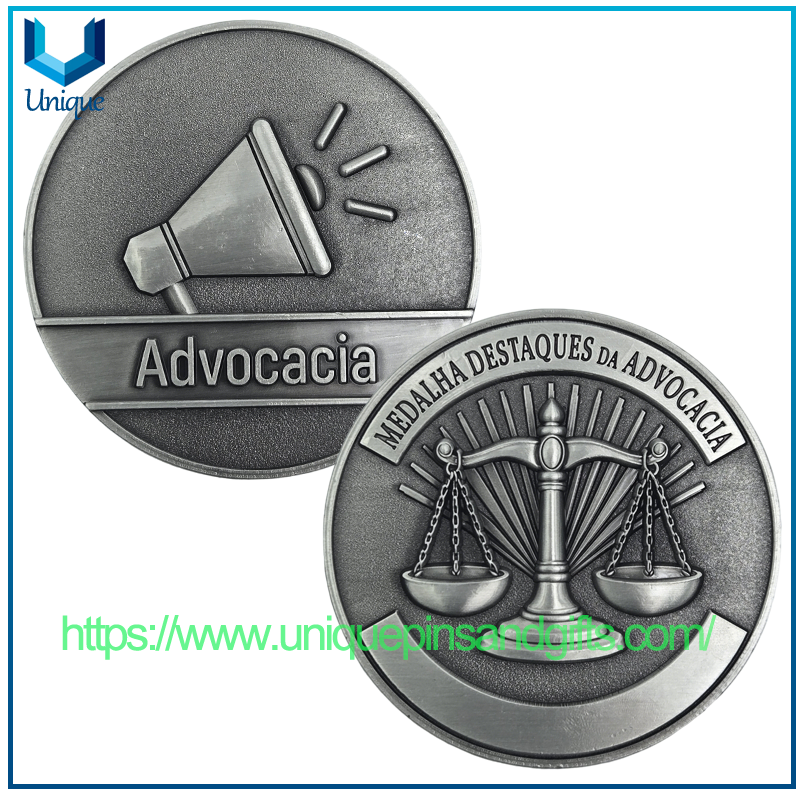 Custom Brazil 3D Antique Plating 2" Legal Excellence Medal Souvenir Coin for Advocacia