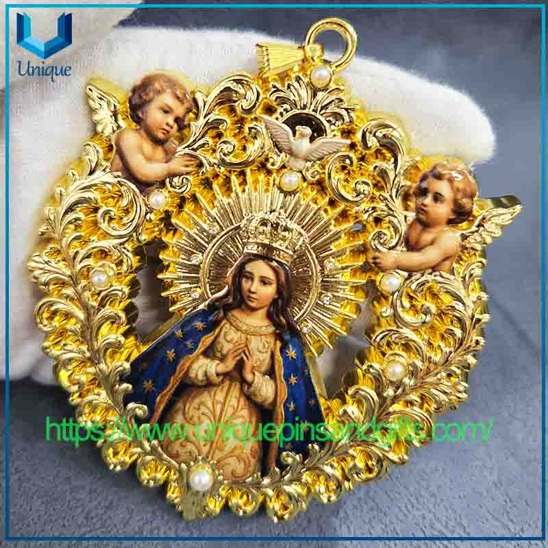 4.High Quality Our Lady of Guadalupe Pendant with Angels, Religious Gift