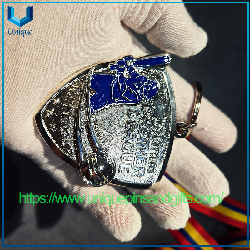 Custom 3D Metal Baseball League Medal Tolaram PREMIER LEAGUE CHAMPIONS 27 Gold Silver Brass Medal with Ribbon