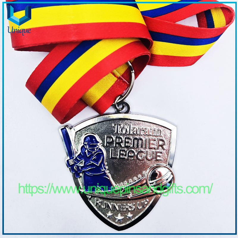 Custom 3D Metal Baseball League Medal Tolaram PREMIER LEAGUE CHAMPIONS 27 Gold Silver Brass Medal with Ribbon