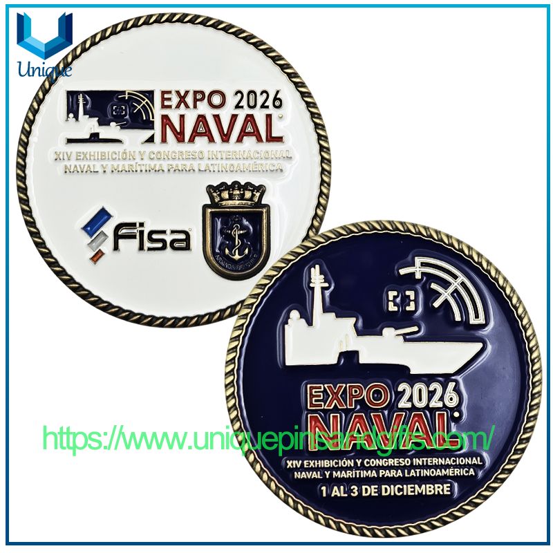 Custom Design High Quality 3D Metal Commemorative Coins EXPO 2026 NAVAL FISA Naval Coins