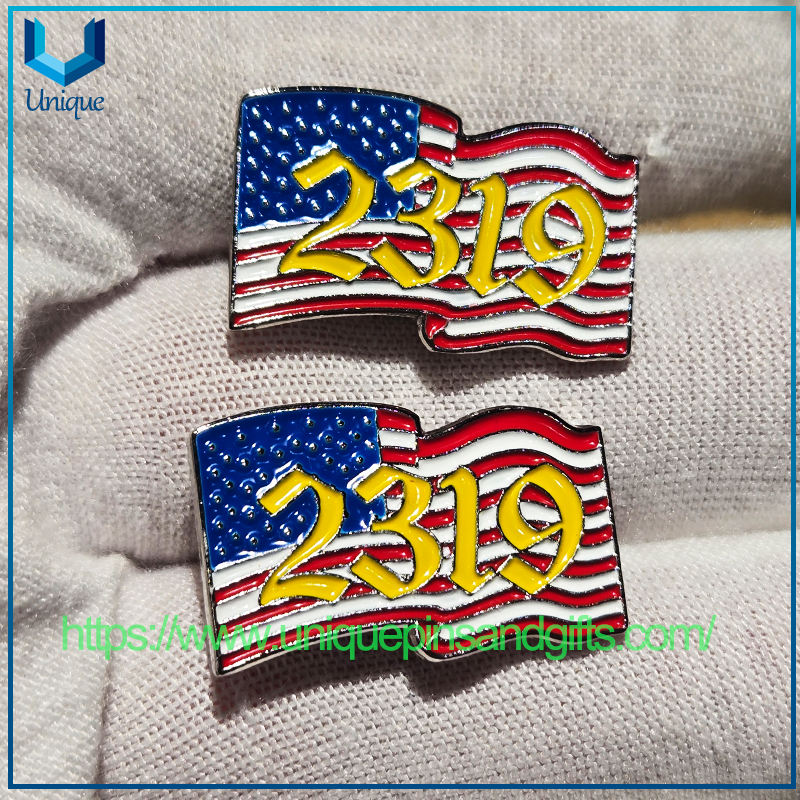 Custom-designed Charming 3D Metal Badges National Flag Badges with Butterfly Clasps